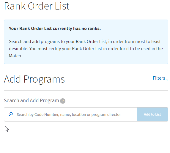 add program to rank order list